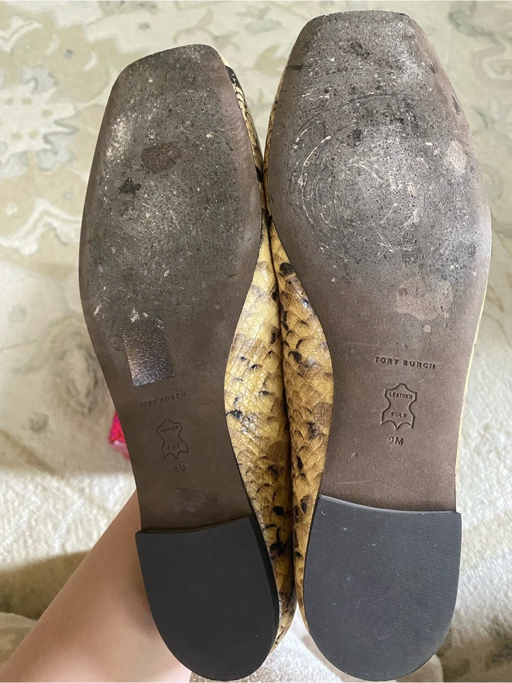 TORY BURCH Georgia Logo Snake Printed Leather Ballet Flats Women’s Size 9